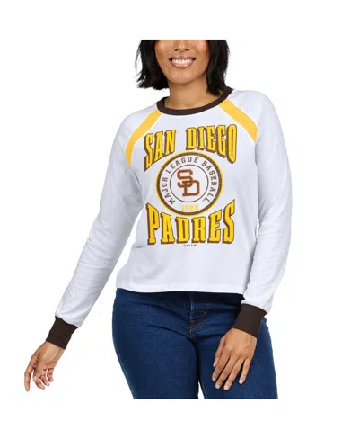 Wear By Erin Andrews Women's  White Distressed San Diego Padres Raglan Long Sleeve T-shirt In White