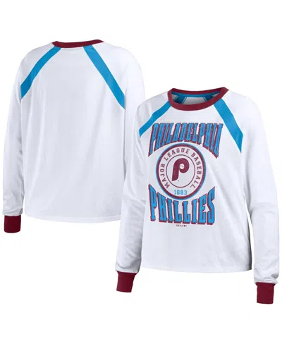Wear By Erin Andrews White Philadelphia Phillies Raglan Long Sleeve T-shirt In White