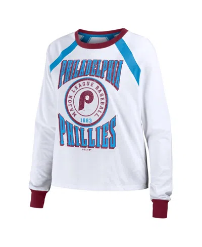 Wear By Erin Andrews White Philadelphia Phillies Raglan Long Sleeve T-shirt In White