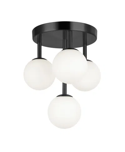 Dainolite Megallan 4-light Flush Mount In Matte Black,opal White