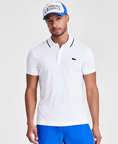 Shop Lacoste Men's Regular-fit Tipped Polo Shirt, Created For Macy's In White