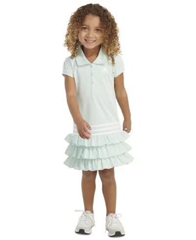 Shop Adidas Originals Little & Toddler Girls Short Sleeve Ruffle Polo Dress In Halo Mint