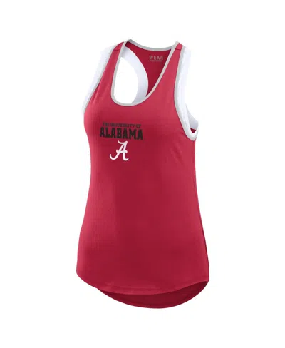 Wear By Erin Andrews Women's  Crimson Alabama Crimson Tide Open Hole Razorback Tank Top In Crimson