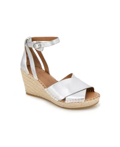 Shop Gentle Souls Women's Charli X Band Buckle Sandals In Silver Leather