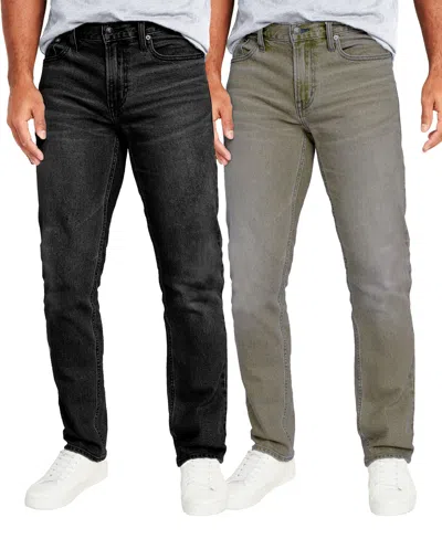 Shop Blu Rock Men's Flex Stretch Slim Straight Jeans, Pack Of 2 In Black,gray