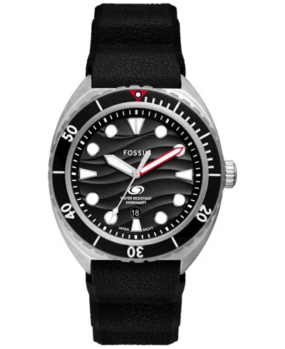 Shop Fossil Men's Breaker Three-hand Date Black Silicone Watch 42mm