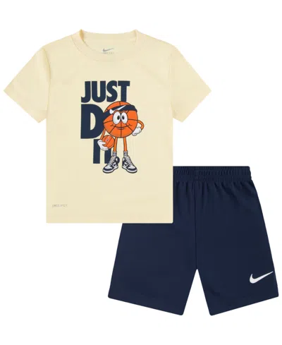 Shop Nike Toddler Boys Sportball Short Set In Midnight Navy