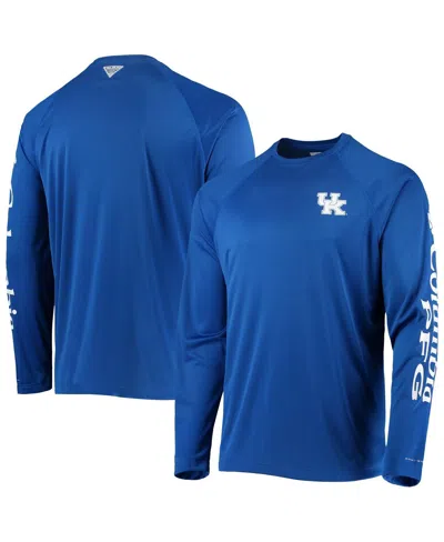 Columbia Royal Kentucky Wildcats Pfg Terminal Tackle Raglan Omni-shade Long Sleeve T-shirt In Royal