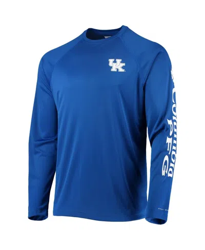 Columbia Royal Kentucky Wildcats Pfg Terminal Tackle Raglan Omni-shade Long Sleeve T-shirt In Royal