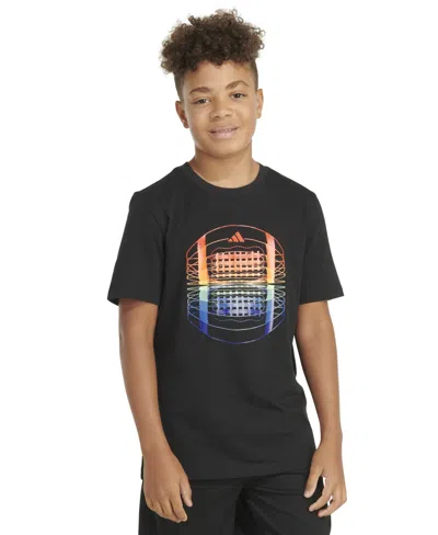 Shop Adidas Originals Big Boys Short Sleeve Football T-shirt In Black W Multi