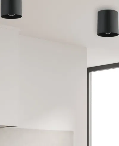 Dainolite Theron 1-light Flush Mount In Matte Black