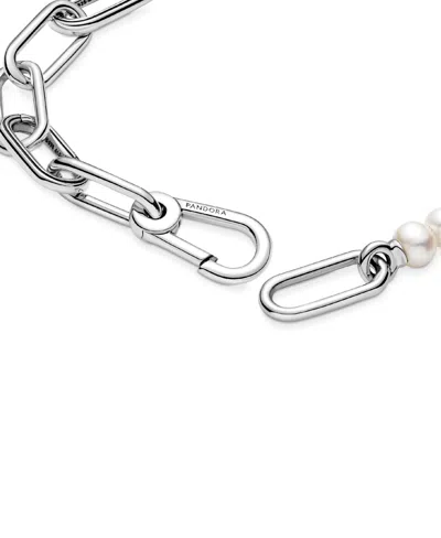 Pandora Me Sterling Silver Treated Freshwater Cultured Pearl Bracelet In Silver