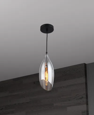 Shop Dainolite 12" Glass, Metal Abba 1 Light Pendant With Smoked Glass In Black