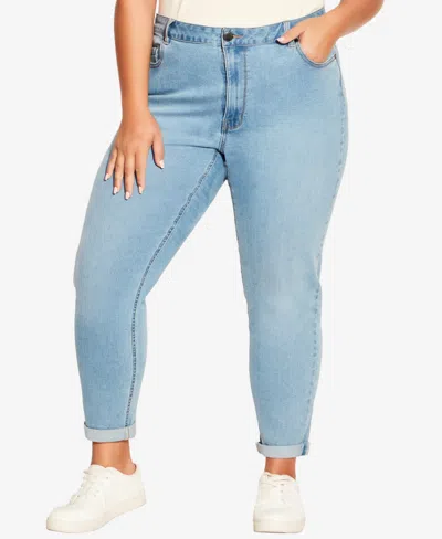 Shop Avenue Plus Size Girlfriend Stretch Regular Length Jean In Light Wash
