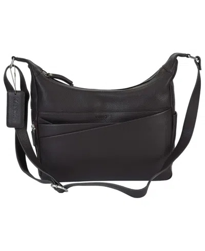 Mancini Pebble June Leather Crossbody Handbag In Brown
