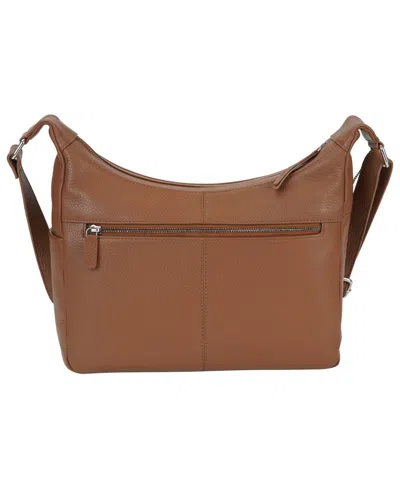 Shop Mancini Pebble June Leather Crossbody Handbag In Brown