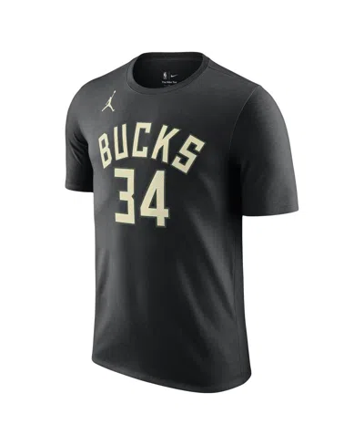 Jordan Men's  Giannis Antetokounmpo Black Milwaukee Bucks 2022/23 Statement Edition Name And Number T In Black