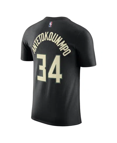 Jordan Men's  Giannis Antetokounmpo Black Milwaukee Bucks 2022/23 Statement Edition Name And Number T In Black