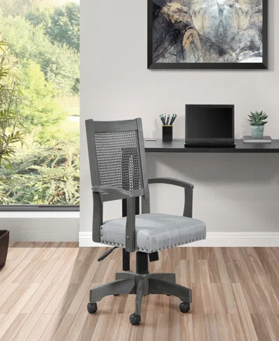 Shop Office Star Deluxe Solid Wood And Cane Back 26.4" X 42" Bankers Chair With Antique-like Gray Finish Frame And Gr In Antique-like Gray,gray