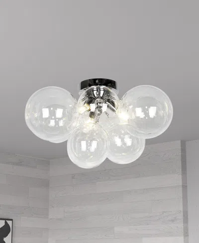 Dainolite Comet 3-light Flush Mount In Polished Chrome,clear