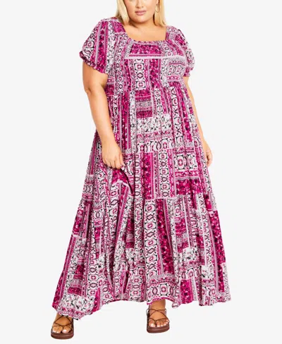 Shop Avenue Plus Size Sophia Maxi Dress In Patch Perfect