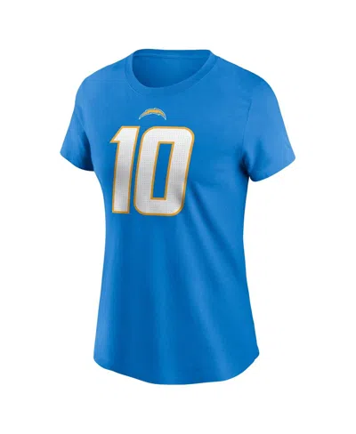 Nike Women's  Justin Herbert Powder Blue Los Angeles Chargers Player Name And Number T-shirt In Powder Blue