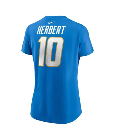 Nike Women's  Justin Herbert Powder Blue Los Angeles Chargers Player Name And Number T-shirt In Powder Blue