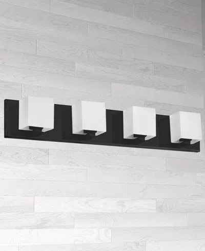 Dainolite 4.5" Metal, Glass Verona 4 Light Vanity Light With Glass Shade In Matte Black,white