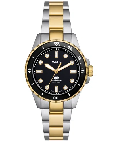 Fossil Women's Blue Dive Three-hand Two-tone Stainless Steel Watch 36mm In Two-tone