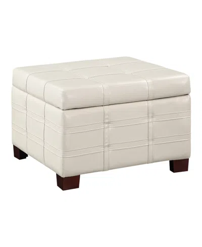 Office Star Detour Strap 29.75" Square Storage Ottoman In Cream Faux Leather Upholstery And Wood In Cream
