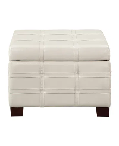 Office Star Detour Strap 29.75" Square Storage Ottoman In Cream Faux Leather Upholstery And Wood In Cream