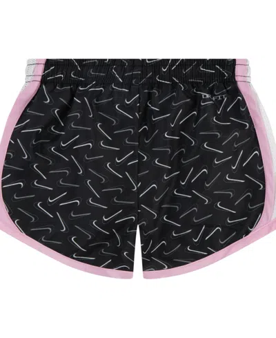 Shop Nike Toddler Girls Dri-fit Swoosh Logo Short Sleeve Tee And Printed Shorts Set In Black