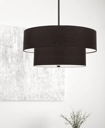 Dainolite 9" Metal, Fabric Everly 4 Light 2 Tier Pendant With Shade In Matte Black,black