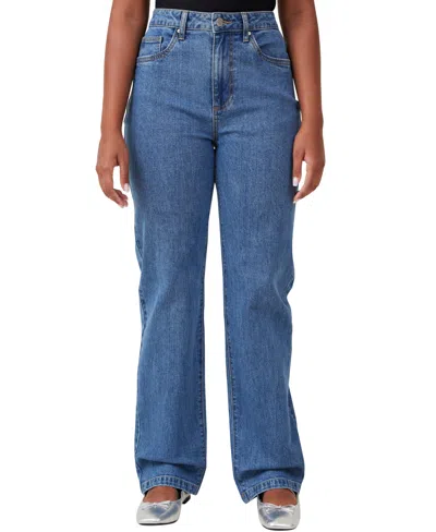 Shop Cotton On Women's Curvy Stretch Straight Jeans In Sea Blue