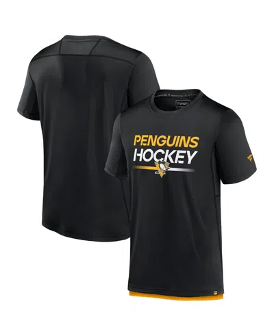 Fanatics Branded  Black Pittsburgh Penguins Authentic Pro Tech T-shirt In Black