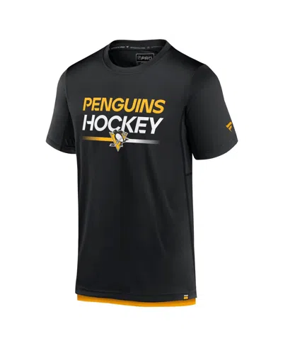 Shop Fanatics Men's  Black Pittsburgh Penguins Authentic Pro Tech T-shirt