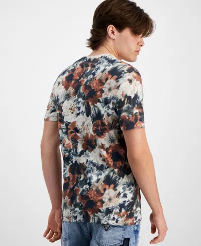 Shop Guess Men's Textured Floral Graphic T-shirt In Aop Flower Watercolor