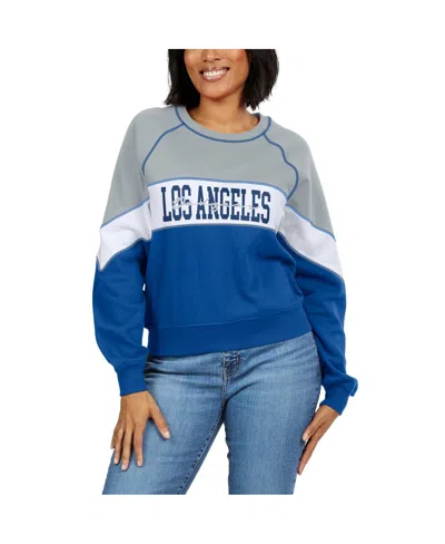 Shop Wear By Erin Andrews Women's  Heather Gray, Royal Los Angeles Dodgers Crewneck Pullover Sweatshirt In Heather Gray,royal