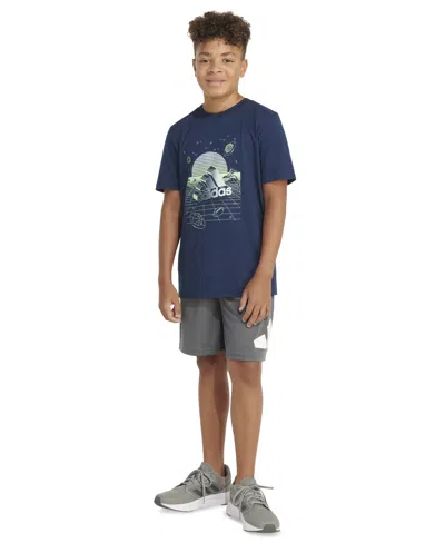 Shop Adidas Originals Big Boys Short Sleeve Digital Horizon T-shirt In Navy