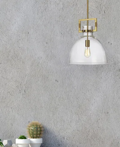Dainolite 16.75" Metal Liberty 1 Light Pendant In Clear,aged Brass