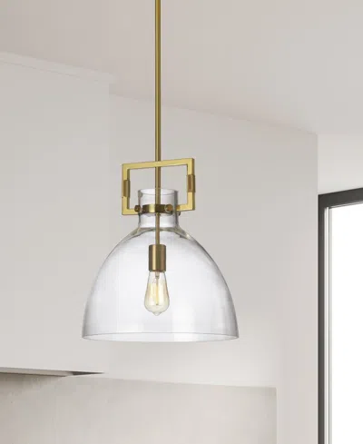 Dainolite 16.75" Metal Liberty 1 Light Pendant In Clear,aged Brass