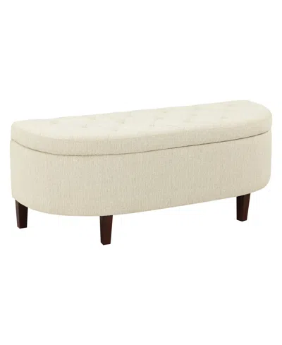 Office Star Jaycee 59.5" W Storage Bench In Wood With Linen Fabric Upholstery In Linen