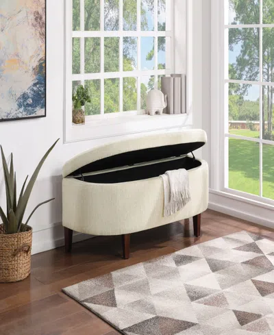 Office Star Jaycee 59.5" W Storage Bench In Wood With Linen Fabric Upholstery In Linen