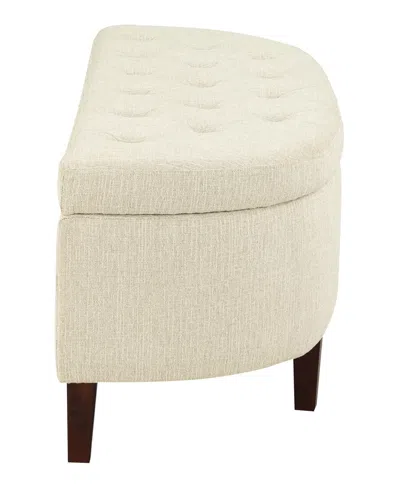 Office Star Jaycee 59.5" W Storage Bench In Wood With Linen Fabric Upholstery In Linen