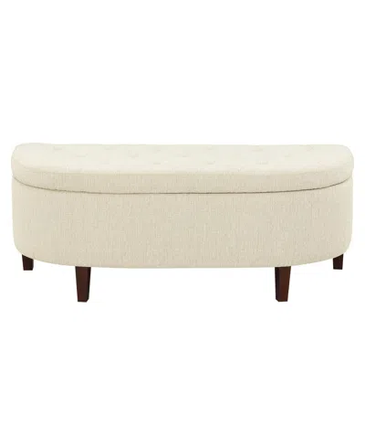 Office Star Jaycee 59.5" W Storage Bench In Wood With Linen Fabric Upholstery In Linen