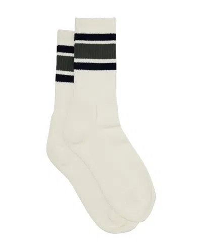 Shop Cotton On Men's Essential Socks In Vintage White,navy,forest Triple Strip