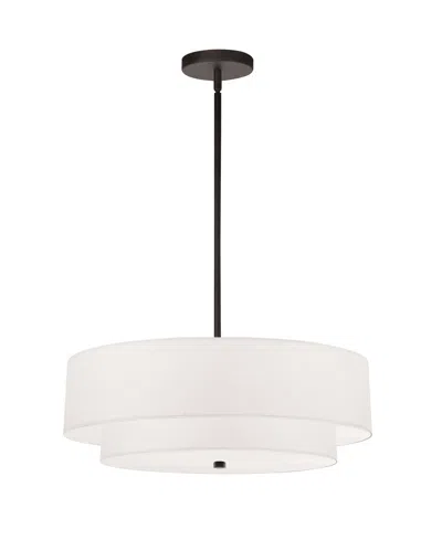 Shop Dainolite 9" Glass, Metal Everly 4 Light 2 Tier Pendant With Shade In Matte Black,white