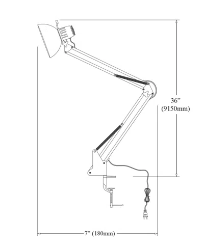 Dainolite 36" Metal Gloss Task Lamp In Black