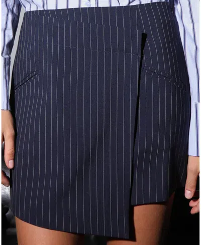 Shop Walter Baker Kyler Skirt-cagney Pin Stripe In Navy
