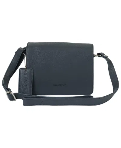 Mancini Pebble Leather Connie Crossbody Handbag In Navyblue